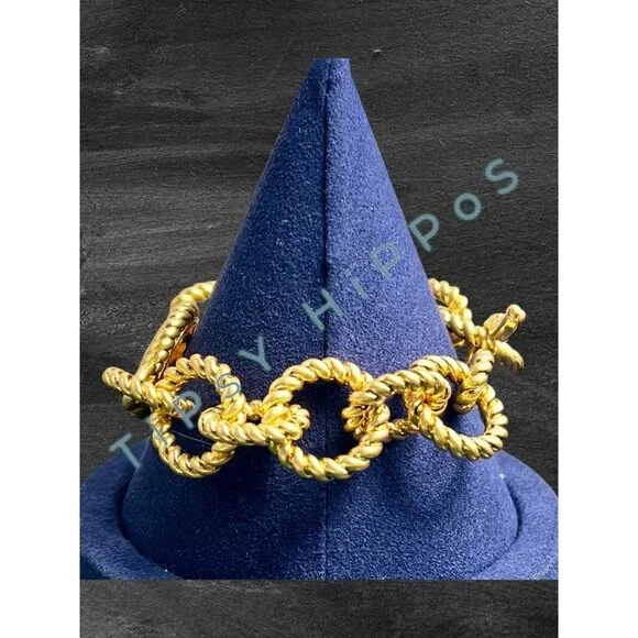 TORY BURCH Gold-Tone Chunky Rope Chain Link Bracelet With Toggle Clasp - Picture 3 of 8